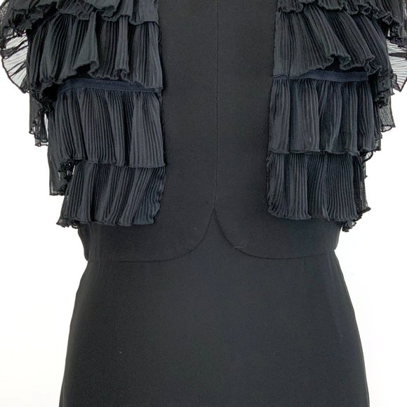 Vintage Badgley Mischka Black Tiered Ruffle Cocktail Party Dress Size 6 - Picture 7 of 16